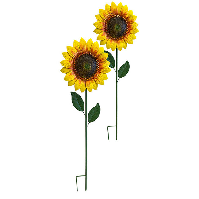 Land & Sea Metal Giant Sunflower Yard Art, 56"H, Pack of 2