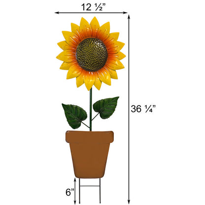 Land & Sea Metal Single Potted Sunflower Yard Art