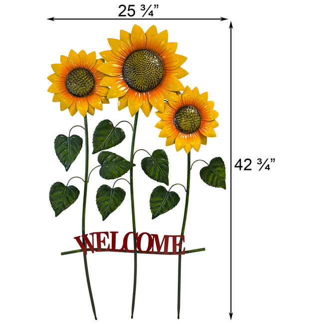 Land & Sea Tall Metal Triple Sunflowers Welcome Yard Art