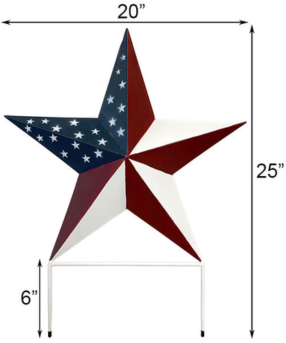 Land & Sea Metal American Star Staked Yard Art