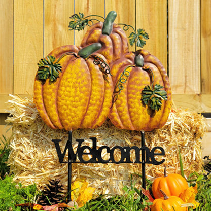 Land & Sea Metal Triple Pumpkins Welcome Yard Art