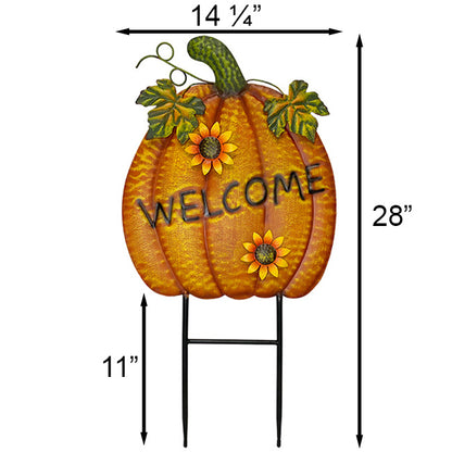 Land & Sea Classic Metal Welcome Pumpkin Yard Art