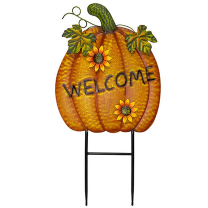 Land & Sea Classic Metal Welcome Pumpkin Yard Art