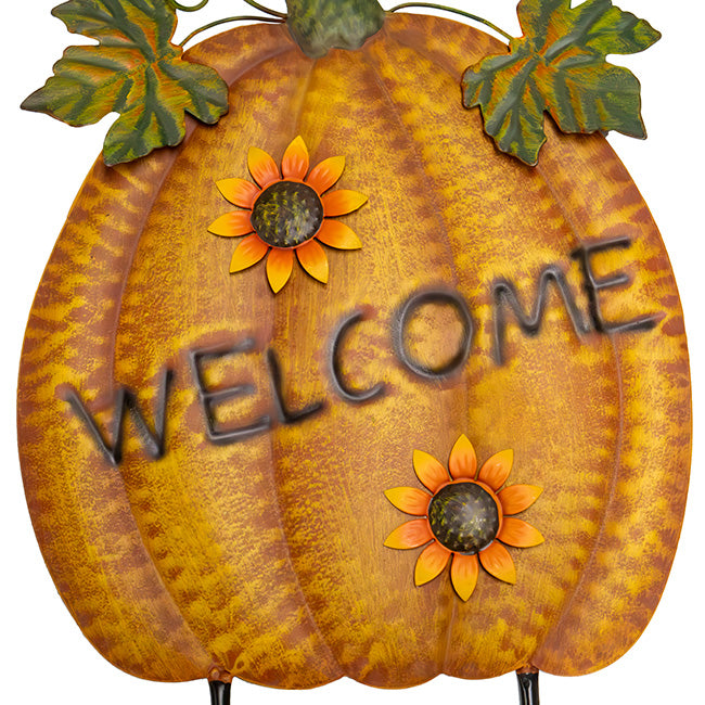 Land & Sea Classic Metal Welcome Pumpkin Yard Art