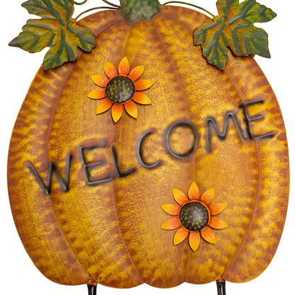 Land & Sea Classic Metal Welcome Pumpkin Yard Art