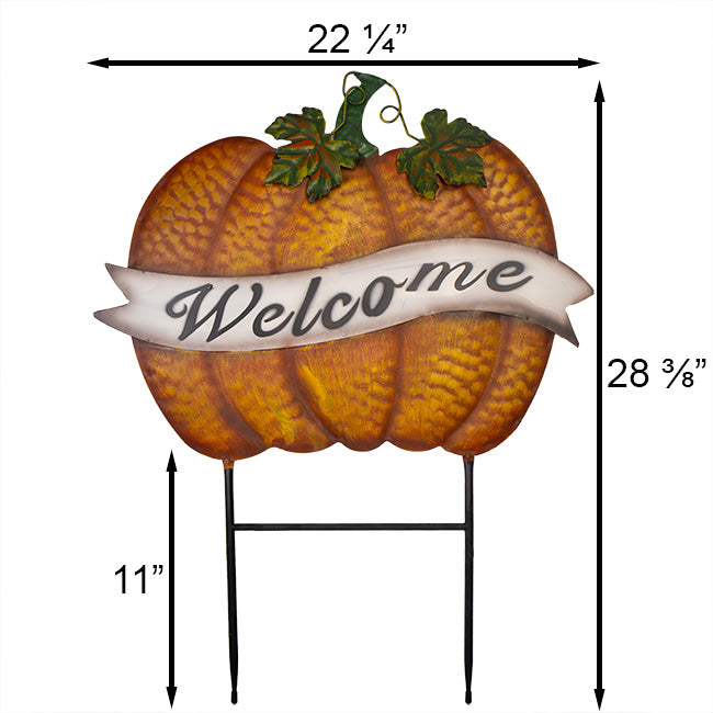 Land & Sea Metal Welcome Banner Pumpkin Yard Art