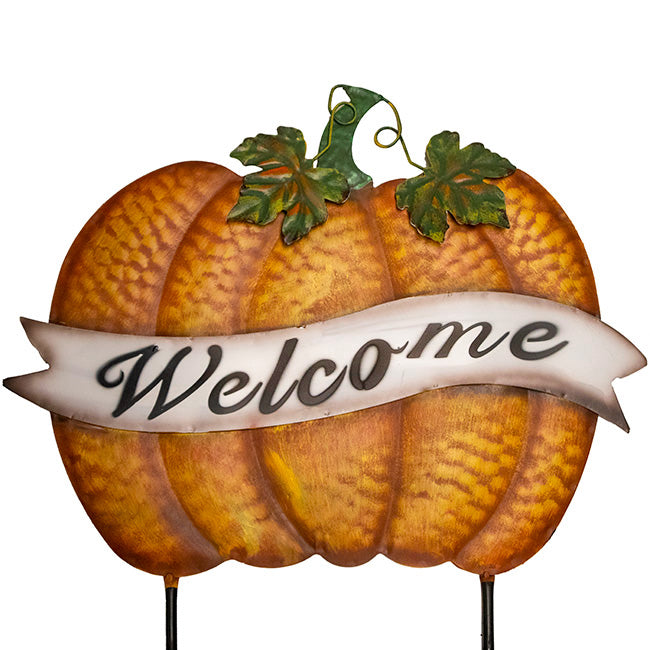 Land & Sea Metal Welcome Banner Pumpkin Yard Art