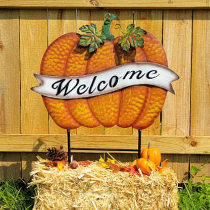 Land & Sea Metal Welcome Banner Pumpkin Yard Art