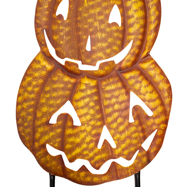 Land & Sea Metal Stacked Jack-O-Lanterns with Witch Hat Art