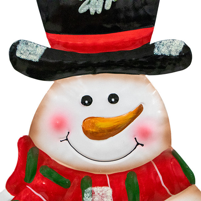 Land & Sea Metal Snowman and Wreath Staked Yard Art, 32"H