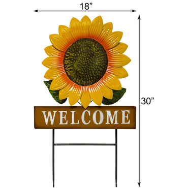 Land & Sea Metal Welcome Sunflower Yard Art, 30"H