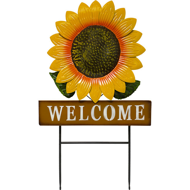 Land & Sea Metal Welcome Sunflower Yard Art, 30"H