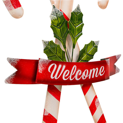 Land & Sea Metal Candy Cane Staked Yard Art, 34"H