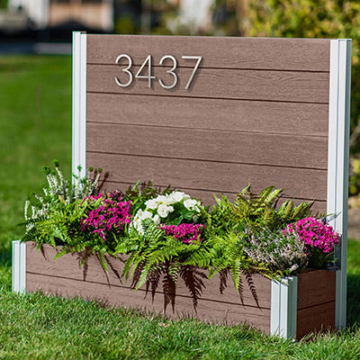 Vita Gardens Urbana Address Sign w/Planter, Espresso, 40"L