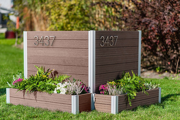 Vita Gardens Urbana Address Sign w/Planter, Espresso, 40"L