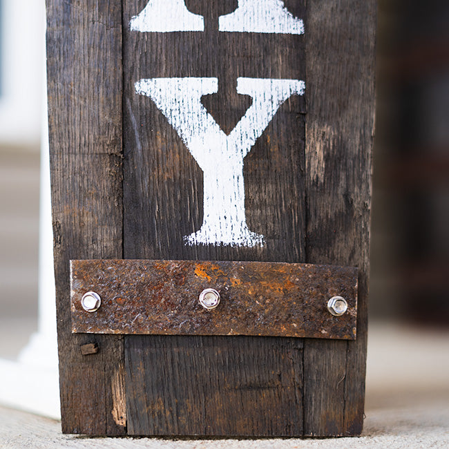 Amish-Made Whiskey Barrel Porch Sign, Go Away