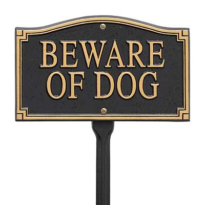 Whitehall "Beware of Dog" Statement Plaque, Black / Gold