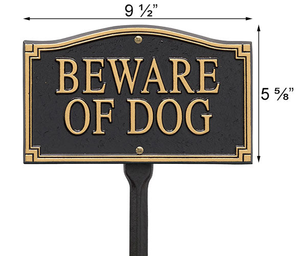 Whitehall "Beware of Dog" Statement Plaque, Black / Gold