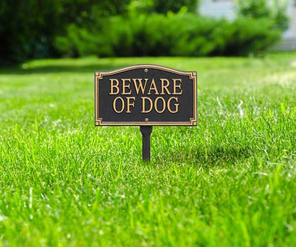 Whitehall "Beware of Dog" Statement Plaque, Black / Gold