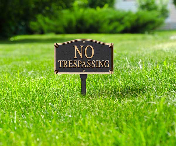 Whitehall "No Trespassing" Statement Plaque, Black / Gold