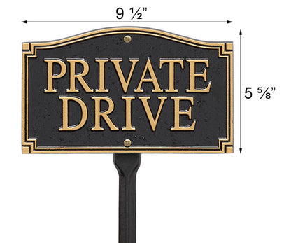 Whitehall "Private Drive" Statement Plaque, Black / Gold