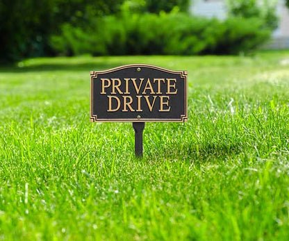 Whitehall "Private Drive" Statement Plaque, Black / Gold