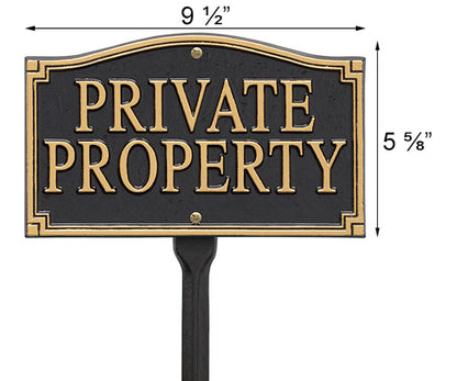 Whitehall "Private Property" Statement Plaque, Black / Gold