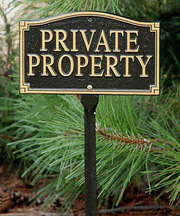 Whitehall "Private Property" Statement Plaque, Black / Gold