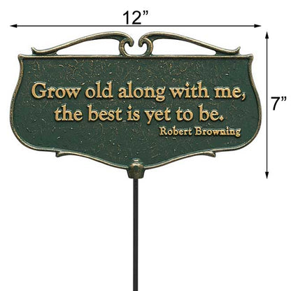 Whitehall Garden Poems "Grow old along with me" Plaque