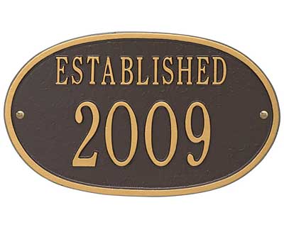 Whitehall Date "Established" Wall Plaque, Standard, 1 Line