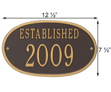 Whitehall Date "Established" Wall Plaque, Standard, 1 Line