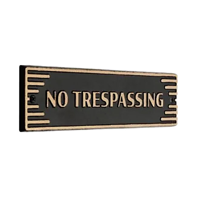 Whitehall Door Art Deco Plaque, No Trespassing