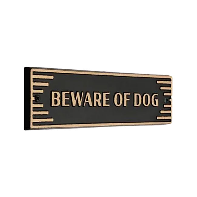 Whitehall Door Art Deco Plaque, Beware of Dog