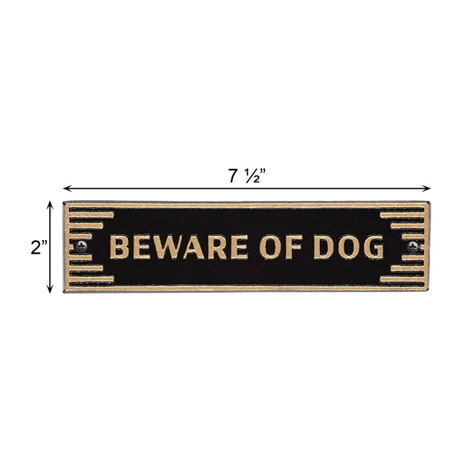 Whitehall Door Art Deco Plaque, Beware of Dog