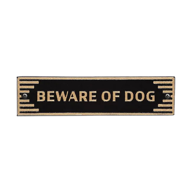 Whitehall Door Art Deco Plaque, Beware of Dog