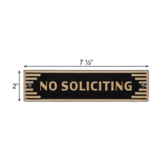 Whitehall Door Art Deco Plaque, No Soliciting