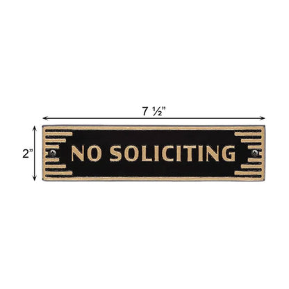 Whitehall Door Art Deco Plaque, No Soliciting