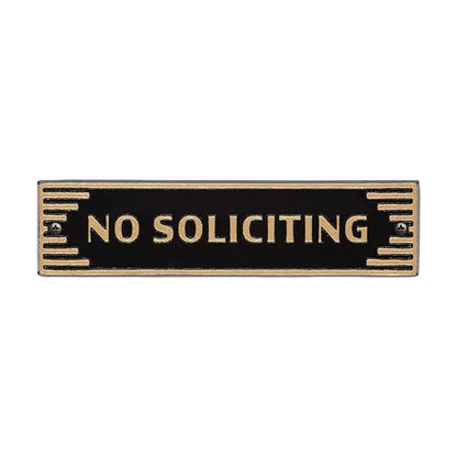 Whitehall Door Art Deco Plaque, No Soliciting