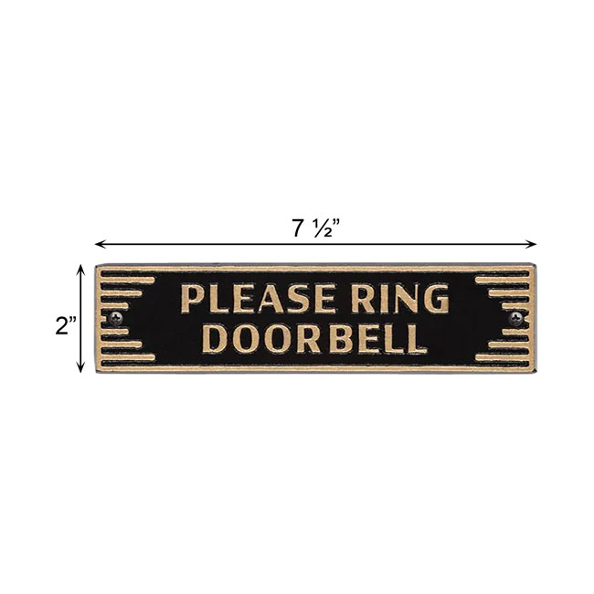 Whitehall Door Art Deco Plaque, Please Ring Doorbell