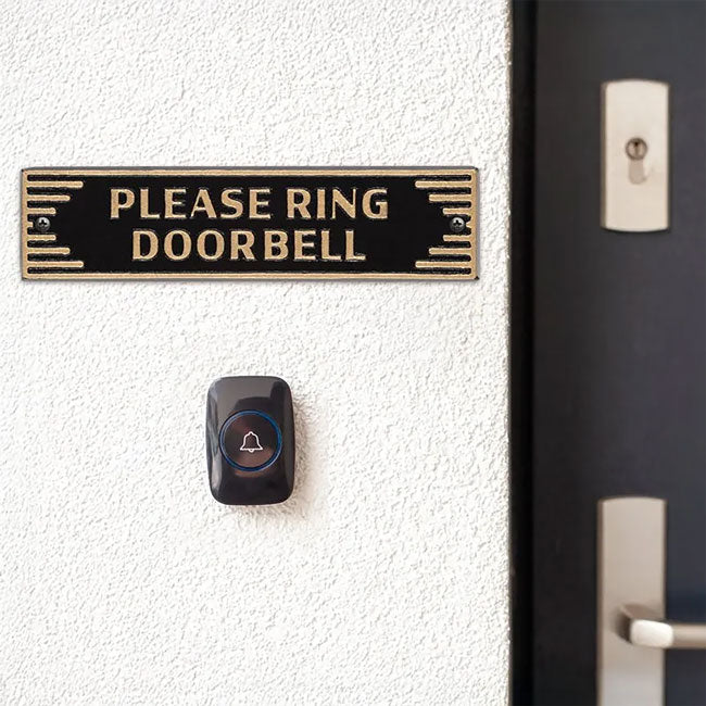 Whitehall Door Art Deco Plaque, Please Ring Doorbell