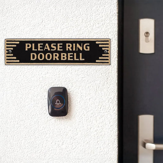 Whitehall Door Art Deco Plaque, Please Ring Doorbell