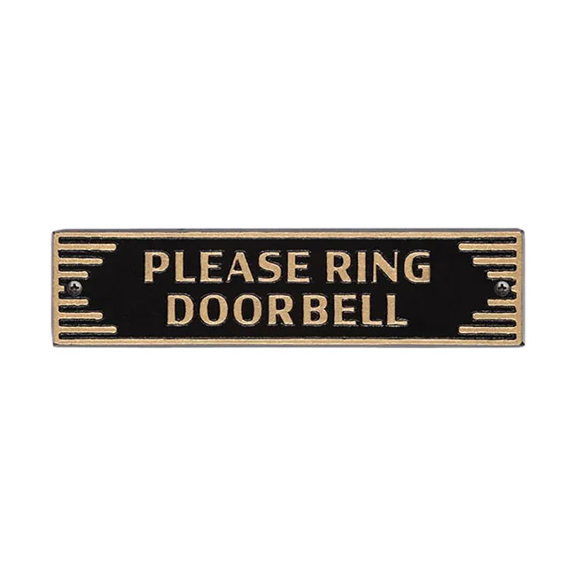 Whitehall Door Art Deco Plaque, Please Ring Doorbell