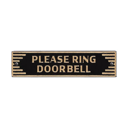 Whitehall Door Art Deco Plaque, Please Ring Doorbell