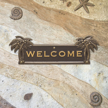 Whitehall Palm Tree Welcome Wall Plaque, Bronze/Gold