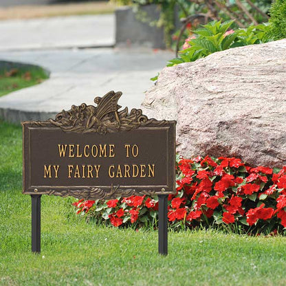 Whitehall Welcome to My Fairy Garden Lawn Marker, Brnze/Gold