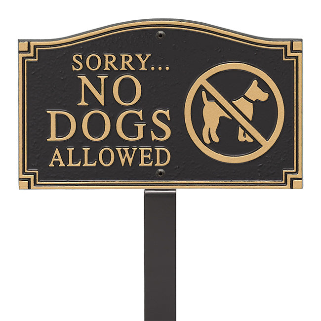 Whitehall Sorry No Dogs Allowed Plaque, Black/Gold