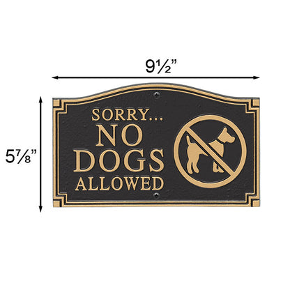 Whitehall Sorry No Dogs Allowed Plaque, Black/Gold