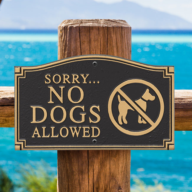 Whitehall Sorry No Dogs Allowed Plaque, Black/Gold