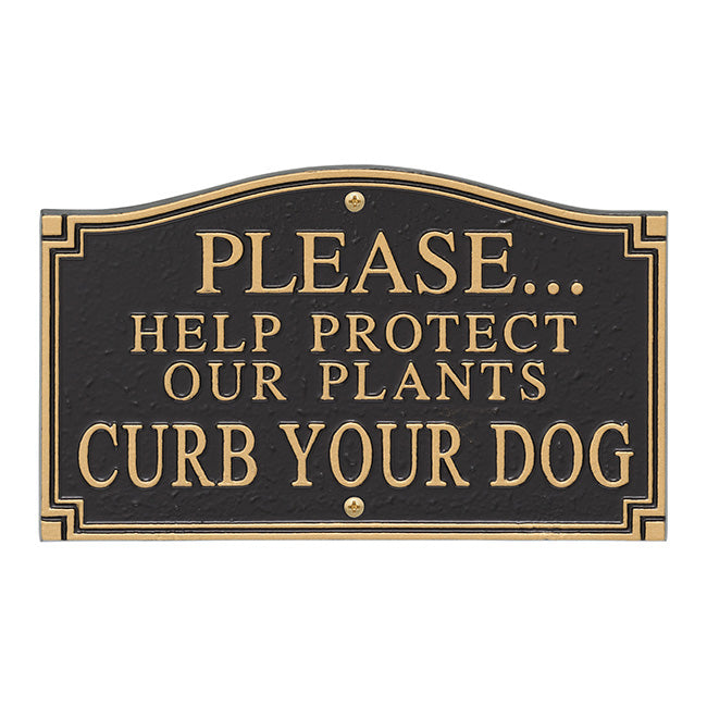 Whitehall Protect Our Plants Curb Your Dog Plaque, Blk/Gld