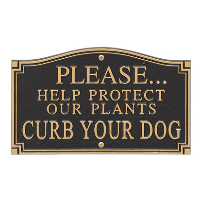 Whitehall Protect Our Plants Curb Your Dog Plaque, Blk/Gld